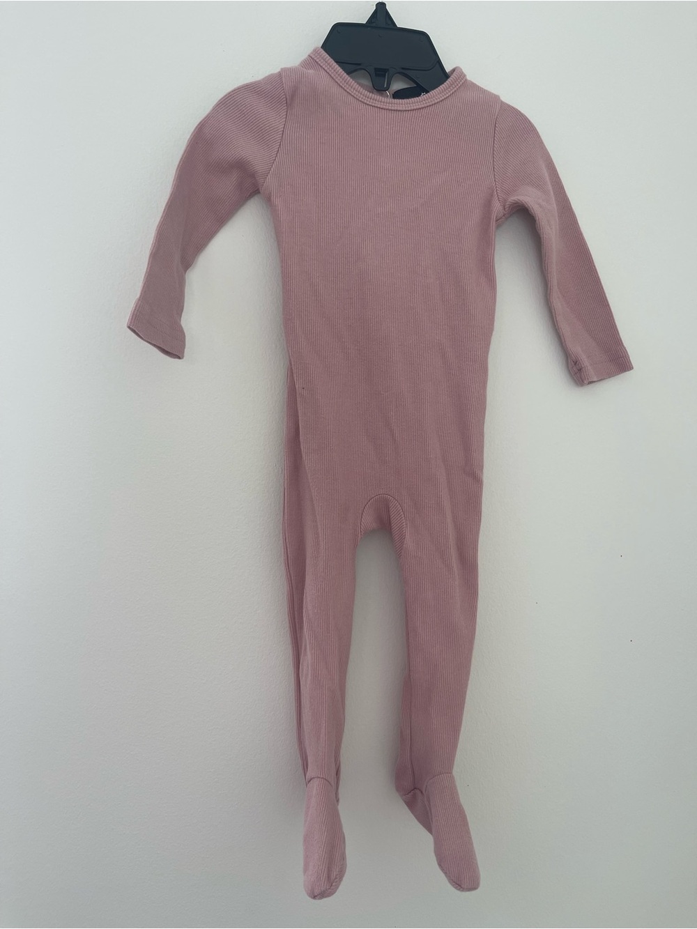 Soft Ribbed Pink Footed One-Piece